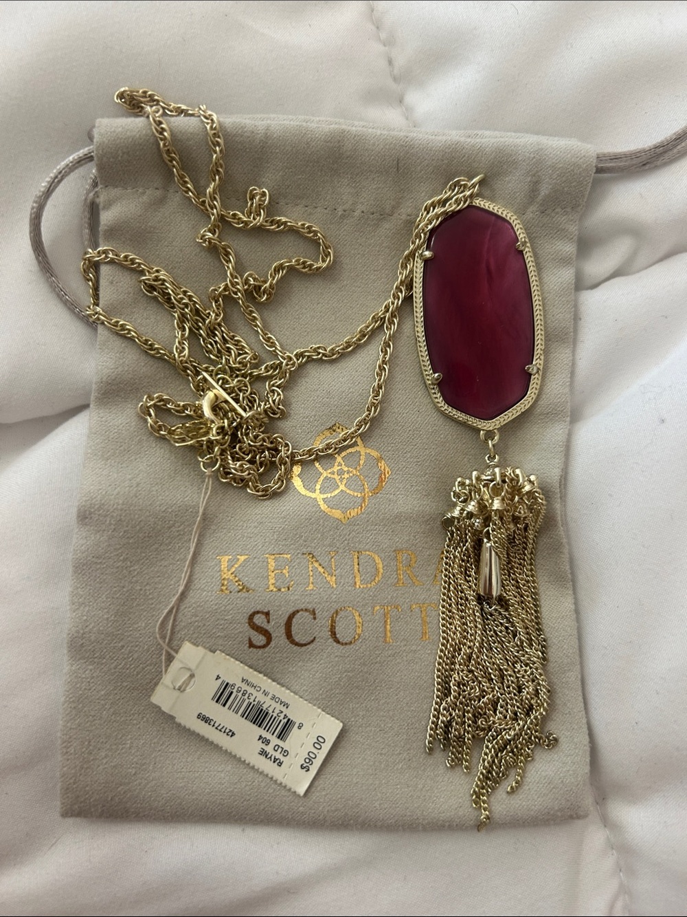 Kendra Scott Rayne Tassel Pendant Necklace | Gold & Cardinal Red | NWT